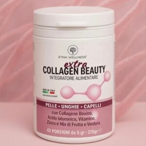 Collagen Extra Beauty Etna Wellness: collagene da bere in polvere con acido ialuronico per pelle, unghie e capelli