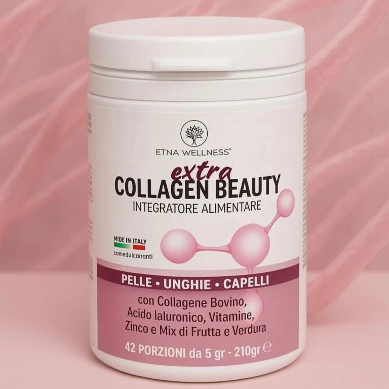 Collagen Extra Beauty Etna Wellness: collagene da bere in polvere con acido ialuronico per pelle, unghie e capelli