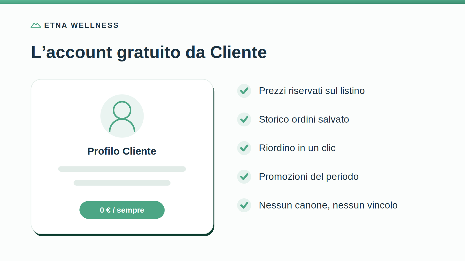 cliente etna wellness: vantaggi dell'account gratuito con prezzi riservati e riordino