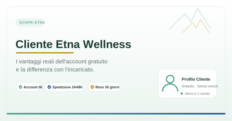 Cliente Etna Wellness: vantaggi dell'account gratuito e differenza con l'incaricato
