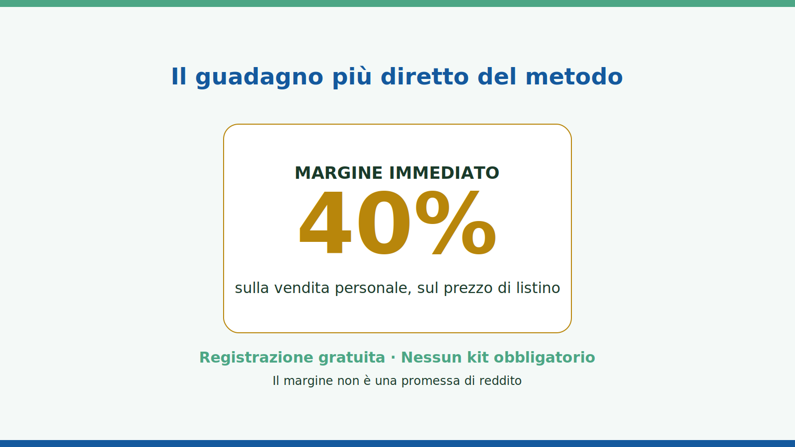 sistema di lavoro online: guadagno del 40% sulla vendita personale