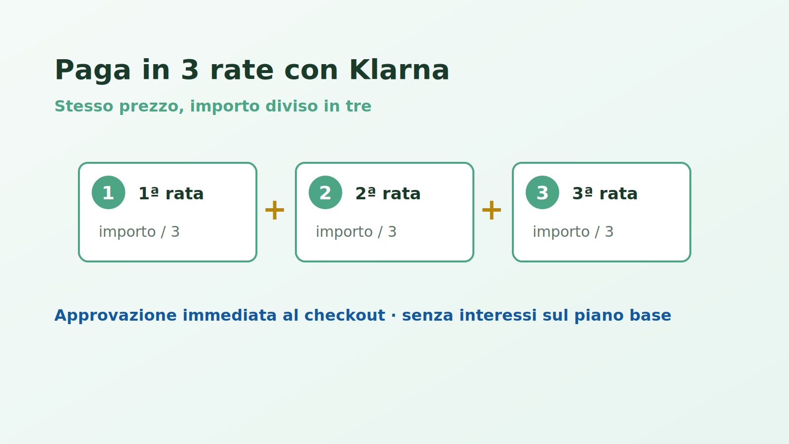 Klarna 3 rate pagamenti Etna Wellness rateizzazione