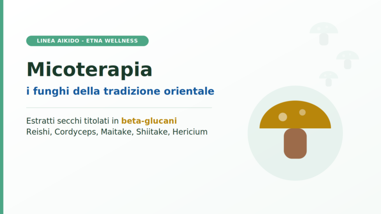 Micoterapia Etna Wellness: i funghi medicinali della linea Aikido, estratti titolati in beta-glucani