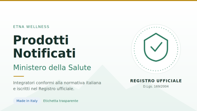 Notifica al Ministero della Salute: integratori Etna Wellness conformi alla normativa italiana