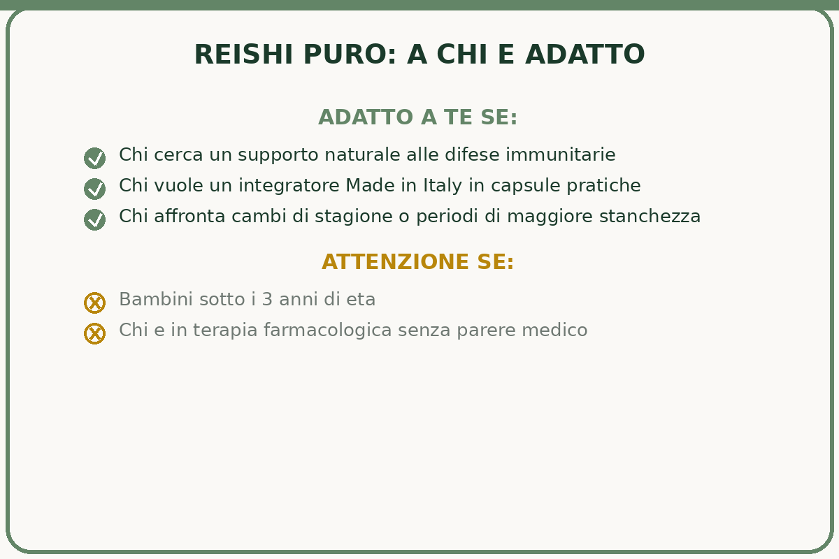 A chi è adatto reishi puro etna wellness: checklist idoneità e avvertenze