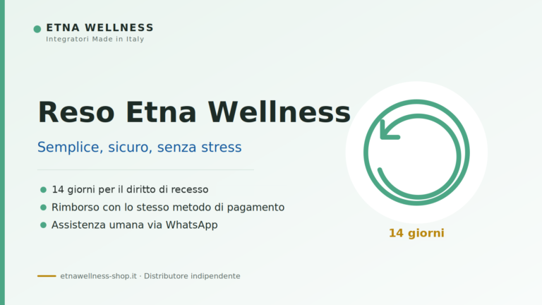 Reso Etna Wellness: 14 giorni per il diritto di recesso, rimborso con lo stesso metodo di pagamento